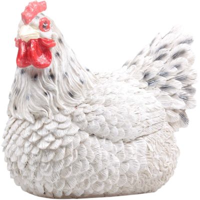 Poule couvant en résine coloris blanc (24 x 18 x 20 cm)