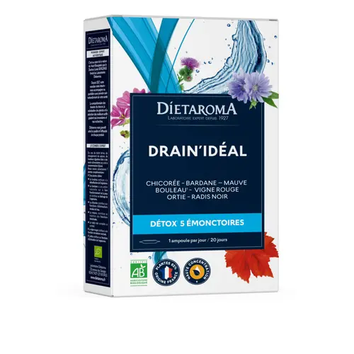 Espace vert facile：Complément alimentaire bio détox digestion Dietorama Drain’Idéal– 20 x 15 ml