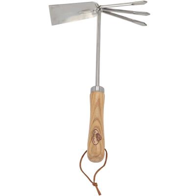 Serfouette double en acier inoxydable et bois de frêne
