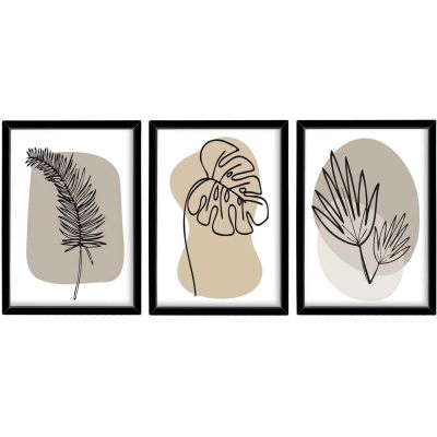 Ensemble de 3 tableaux décoratifs (Feuilles)