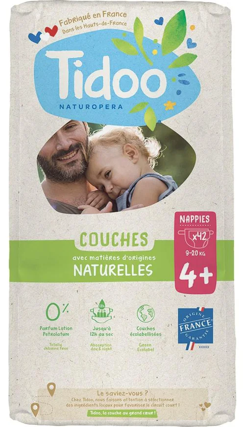 Solution au jardin：Couches écologiques en sachet T4+ (9-20kg) Tidoo - 42 pièces