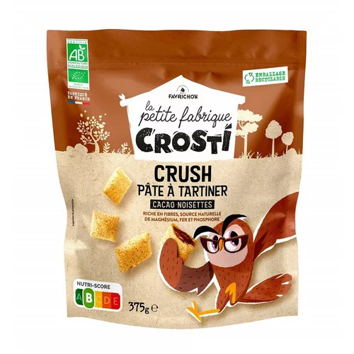Qualité jardin:Crosti crush pâte à tartiner cacao noisette bio Favrichon - 375 g