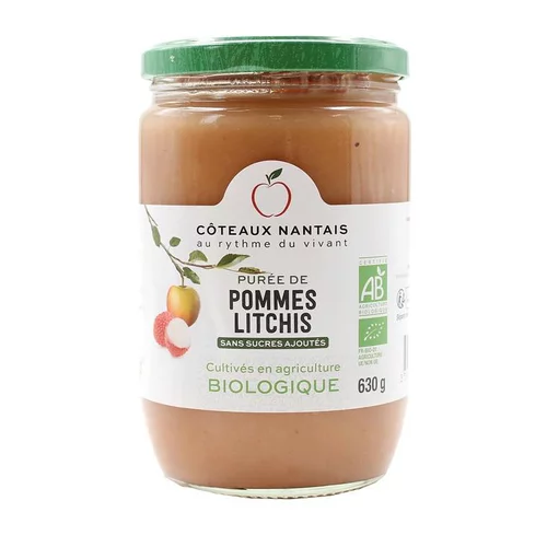 Pour compléter votre jardin：Purée bio pommes litchis Côteaux nantais - 630 g