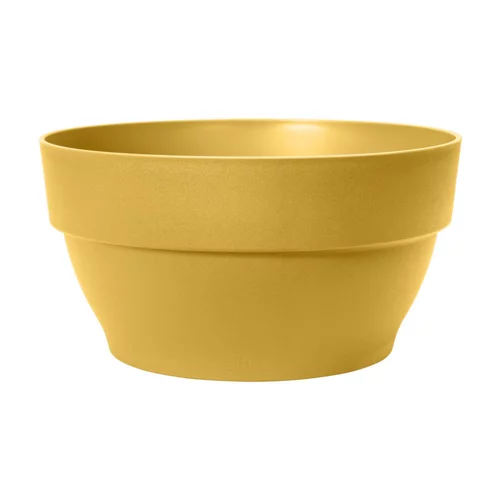 Pour mieux aménager vos extérieurs:Coupe ronde en plastique recyclé jaune miel Elho Vibia Campana - Ø 27 x H 14 cm