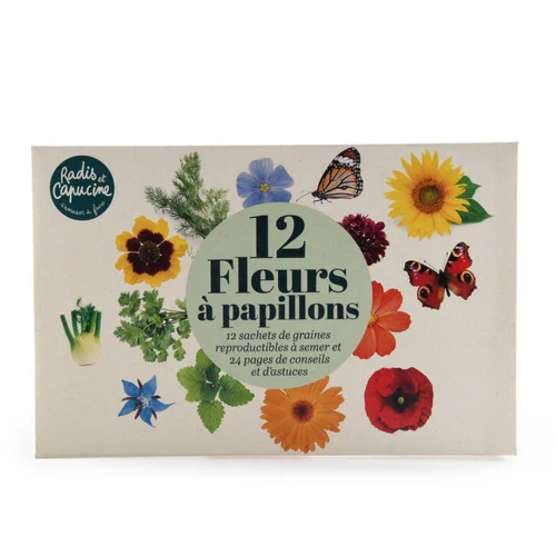 Plaisir dehors：Coffret de 12 sachets de graines de fleurs à papillons à semer Radis & Capucine