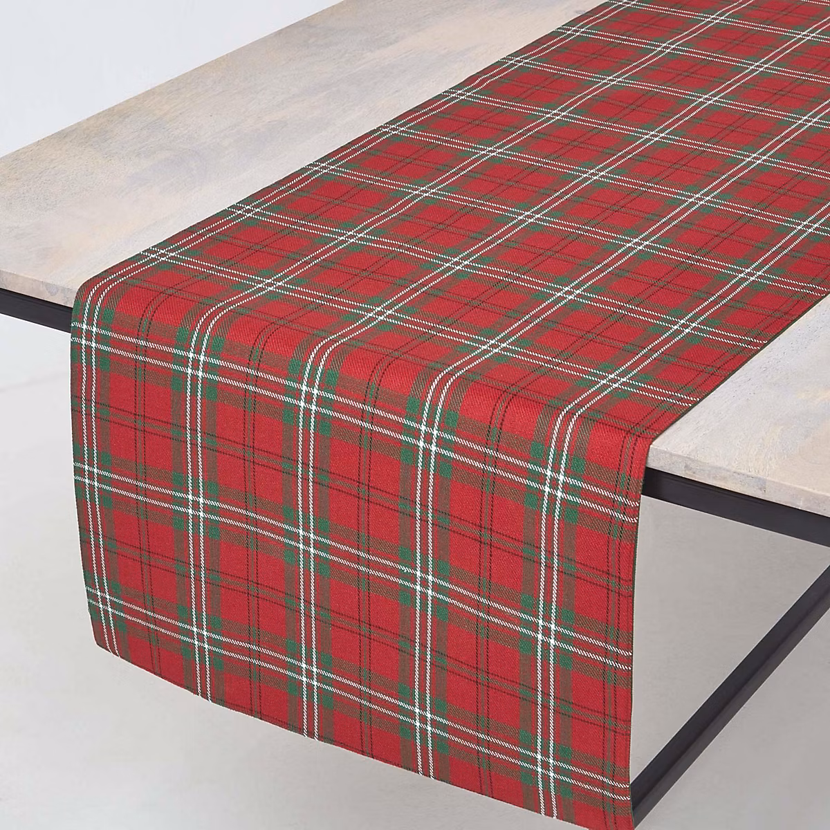 Chemin de table à carreaux en coton – rouge, HOMESCAPES