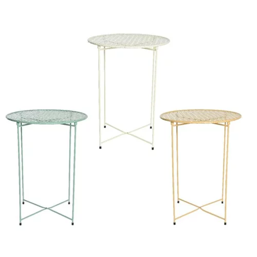 Le pratique au jardin:Table d'appoint coloris multicolore en métal - Ø 46,5 cm