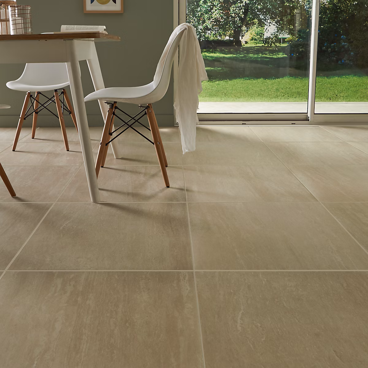 Carrelage sol intérieur beige effet pierre L.60 x l.60 cm x ép.9 – 2 mm | Soft Travertin