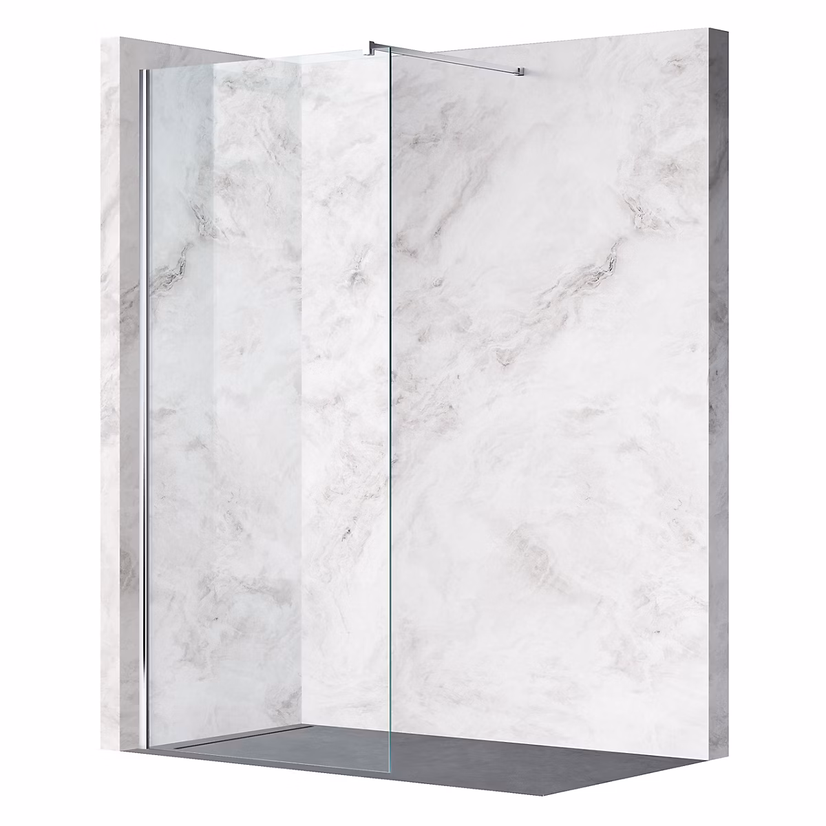 Balneo Paroi de douche À l'italienne 50 × 200cm | En 8mm Verre Anticalcaire – Avec Barre De Fixation – Beira chrome