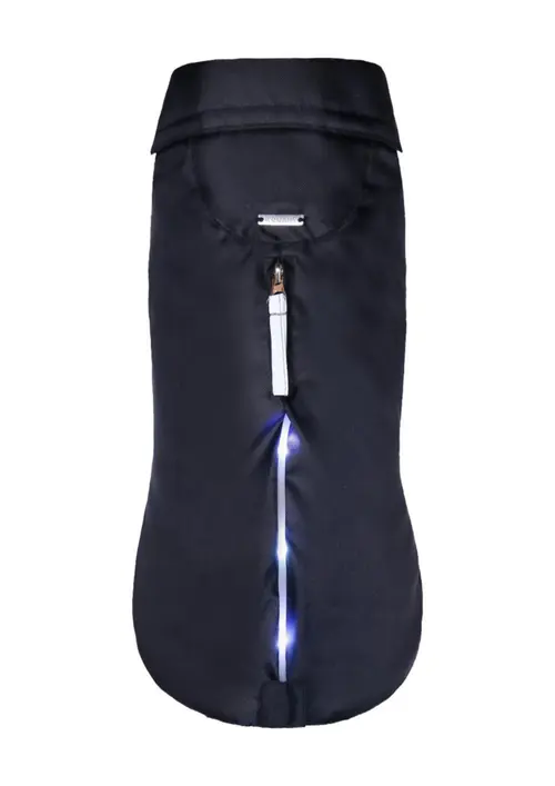 Pour votre jardin：Manteau imperméable pour chien coloris noir Wouapy LED - Taille 48