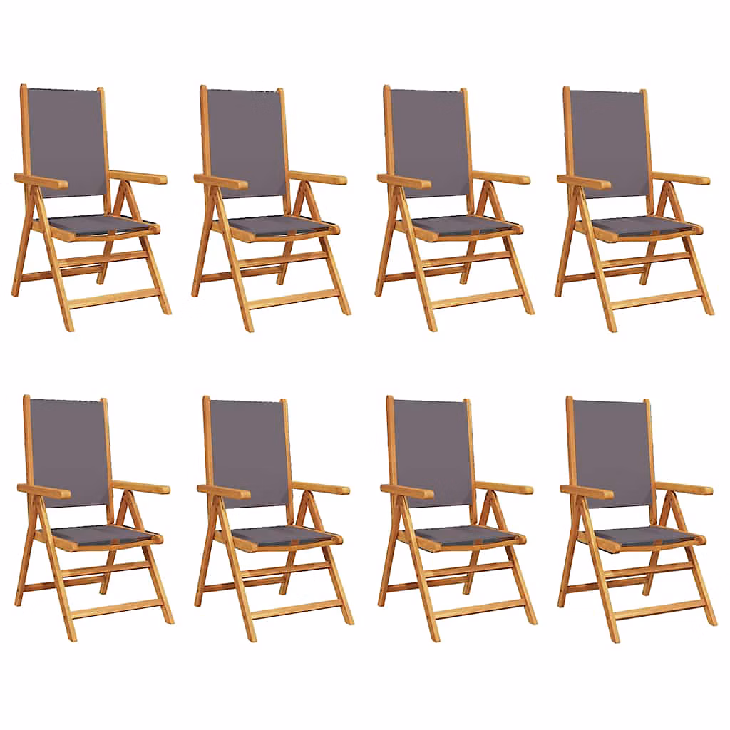 Fauteuils pliants inclinables 8 pièces – tissu anthracite et bois massif vidaXL
