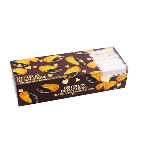Malin pour le jardin:Macarons cœur au chocolat noir et orange confite Biscuiterie de Provence - 80 g