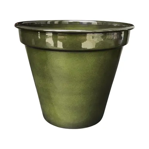 Jardin à découvrir：Pot conique en métal recyclé coloris vert algue vif Upcycle Conique - Ø 22,5 x H 20 cm