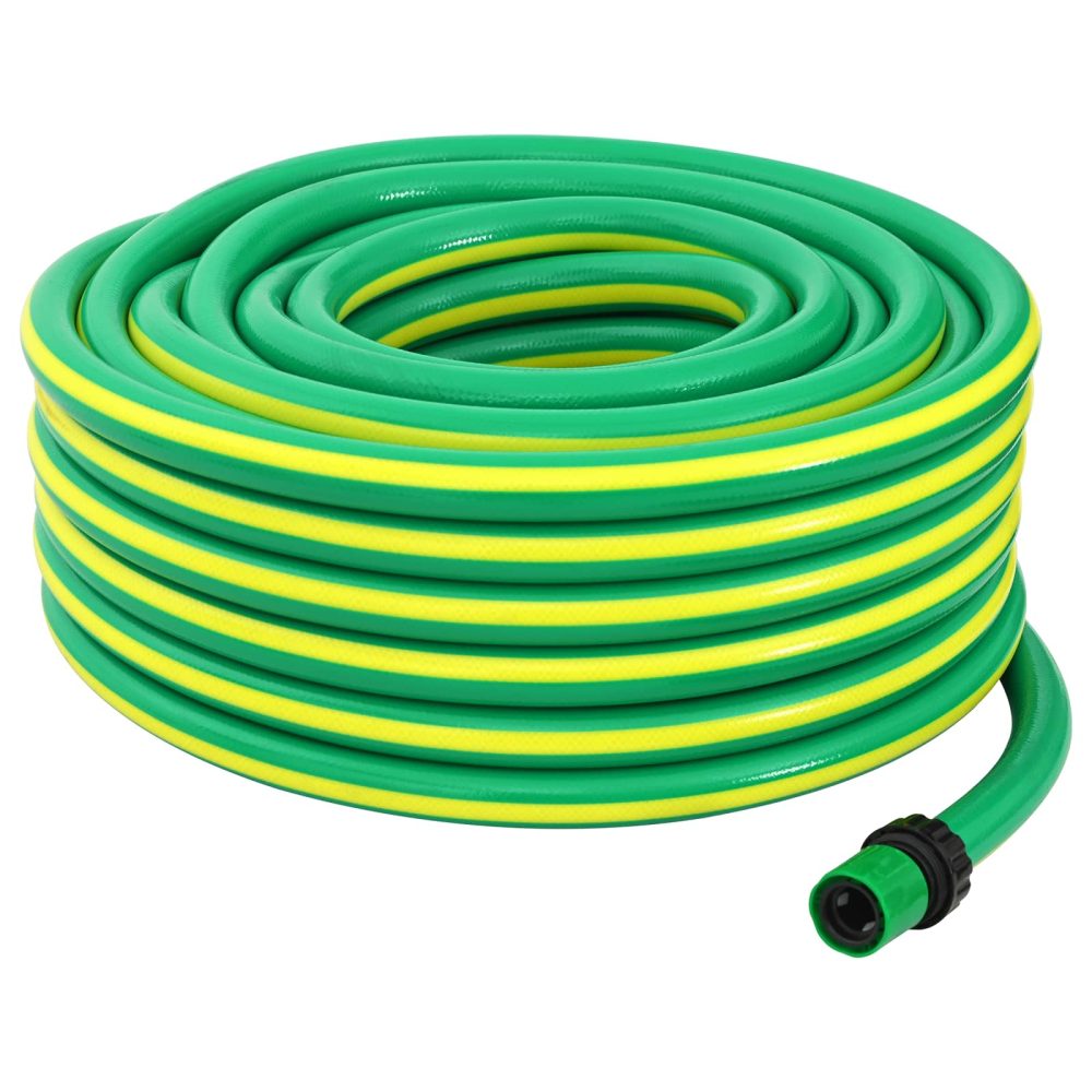 vidaXL Tuyau de jardin 5 couches Vert et jaune 1/2'' 50 m PVC