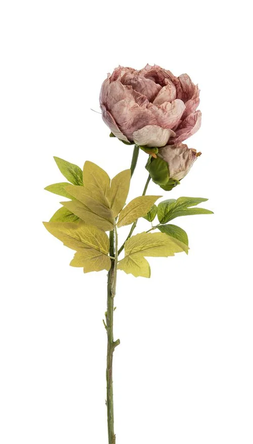 Bien pratique à l’extérieur:Fleur artificielle en papier tige de pivoine coloris rose - H 62 cm