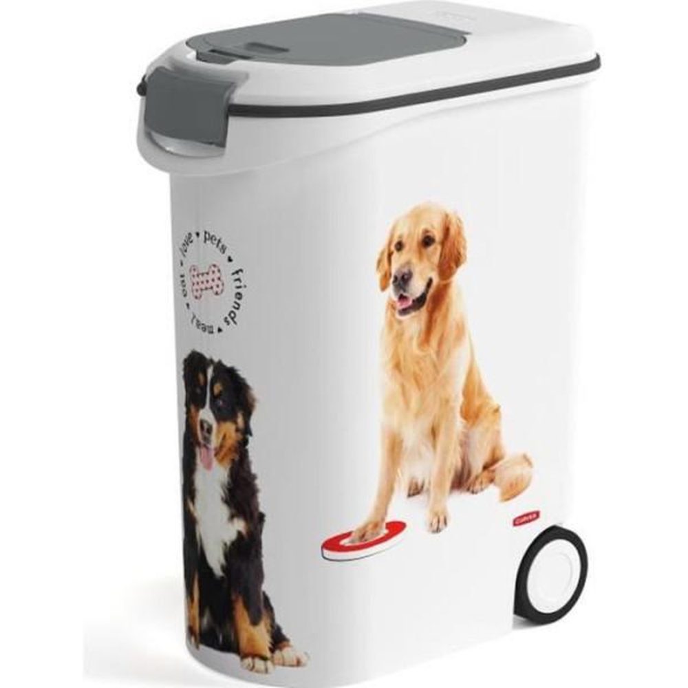 CURVER CURVER Conteneur a croquettes pour chien avec roulettes 20 kg - 54L - Love Pets