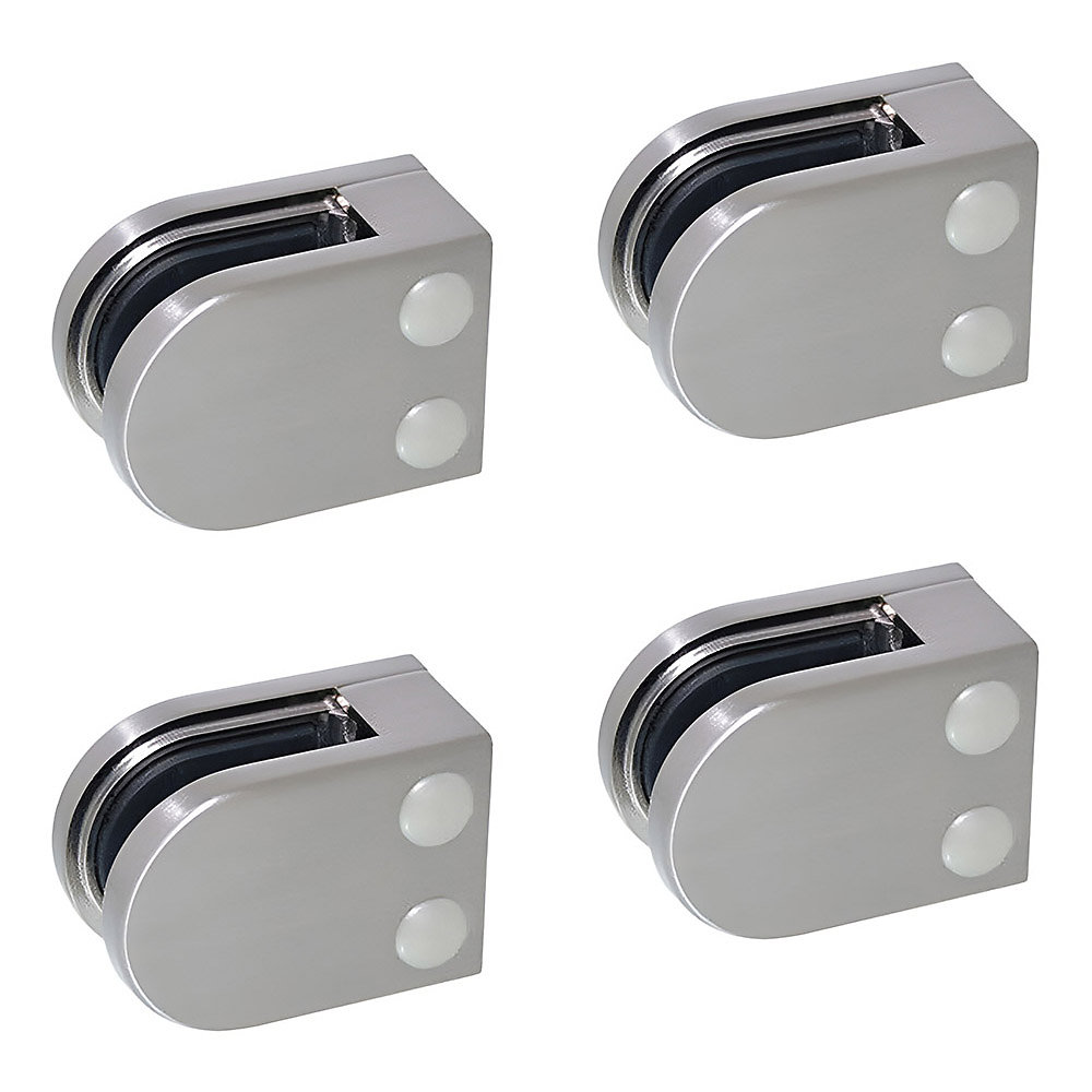 4 x Pince à verre plate modèle 05 – Ep. verre 11, 52 mm, Inox 316 brossé GR320