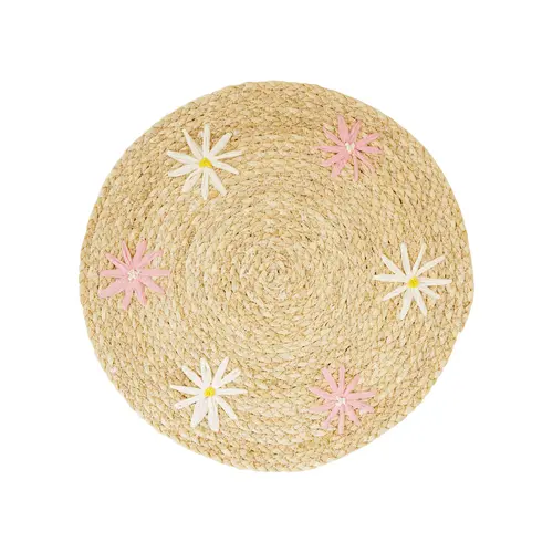 Sélection extérieur:Set de table rond en feuille de maïs à motif fleurs - Ø 38 cm