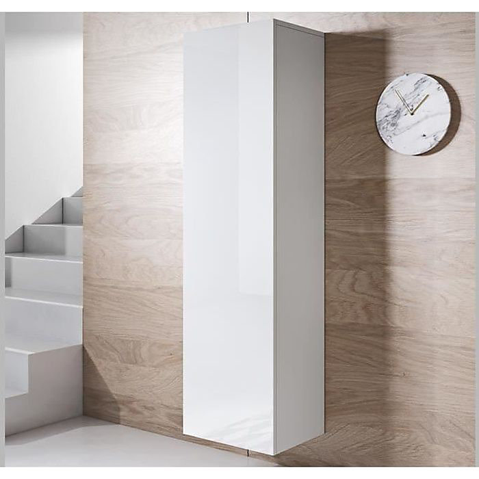 Armoire murale brillante 1 porte – Blanc, Bois, 40 × 29 × 165 cm