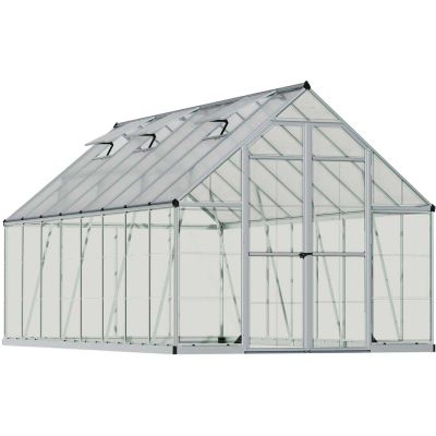 Serre de jardin en aluminium argent et polycarbonate Balance (11.9m²)