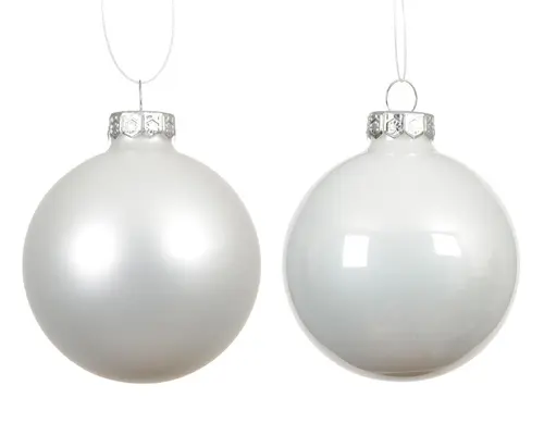 Jardin & équipement:Ensemble de 6 boules en verre émaillé et mat blanc d’hiver - Ø 8 cm