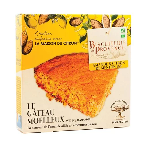 Jardin à vivre:Gâteau moelleux amandes & citron bio de Menton IGP Biscuiterie de Provence - 225 g