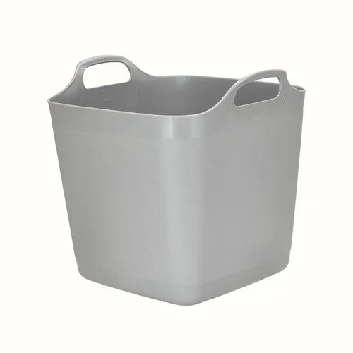 Une idée pratique pour l’extérieur:Panier souple carré coloris gris en plastique - 25 L