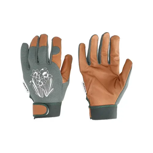 Pour vos envies de jardin:Gant Spring coloris vert kaki en maille polyester et cuir Blackfox - taille 7