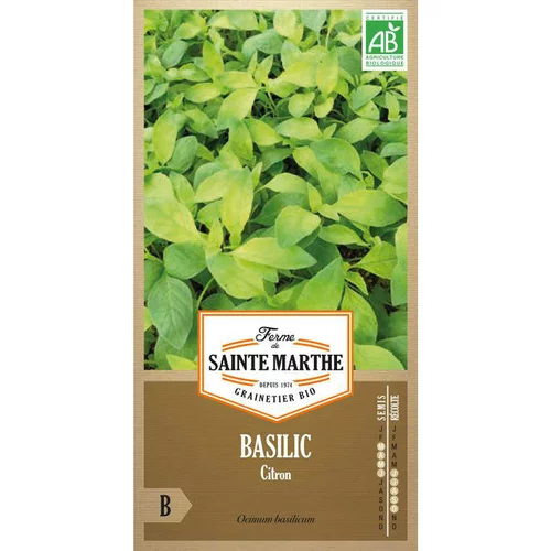 Jardin maison：Graines de basilic citron bio Ferme de Sainte Marthe - graines à semer