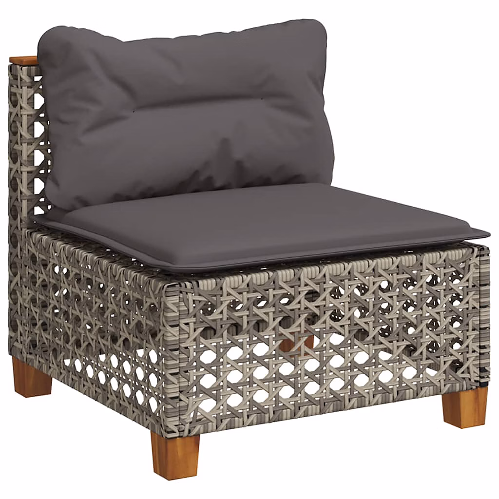 Salon et mobilier de jardin – Canapé de jardin sans accoudoirs coussins gris résine tressée vidaXL