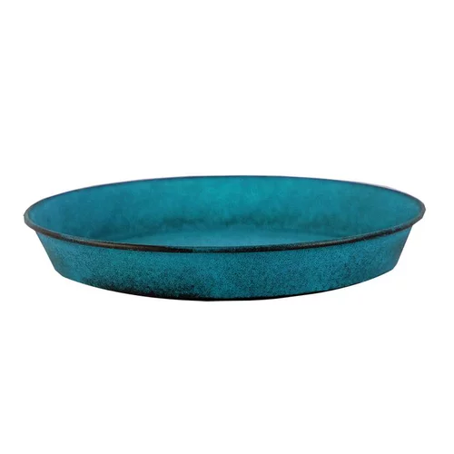 Une touche jardin:Soucoupe pot Reb en acier bleu mat Ø 21 x H 3 cm