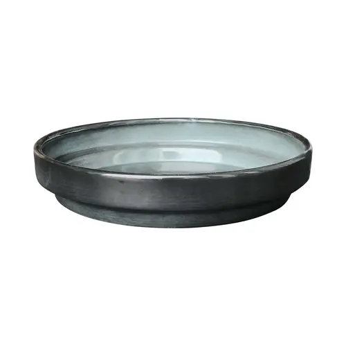 Jardin équipement：Soucoupe ronde en métal recyclé coloris gris océan vif Upcycle Conique - Ø 16,5 x H 3,25 cm