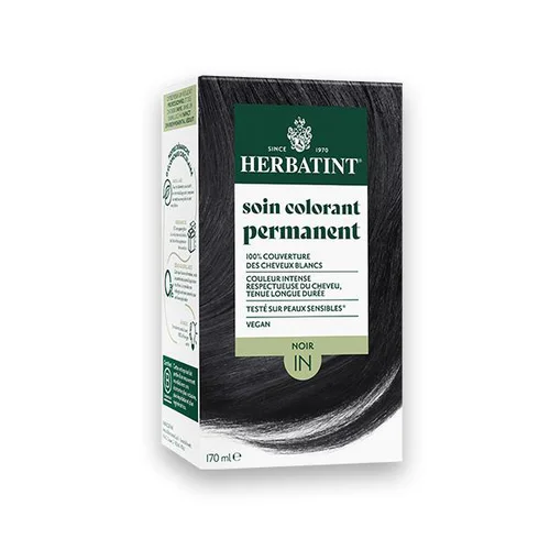 Essentiel extérieur：Coloration permanente pour cheveux noir 1N aux extraits végétaux biologiques vegan Herbatint - 170 ml