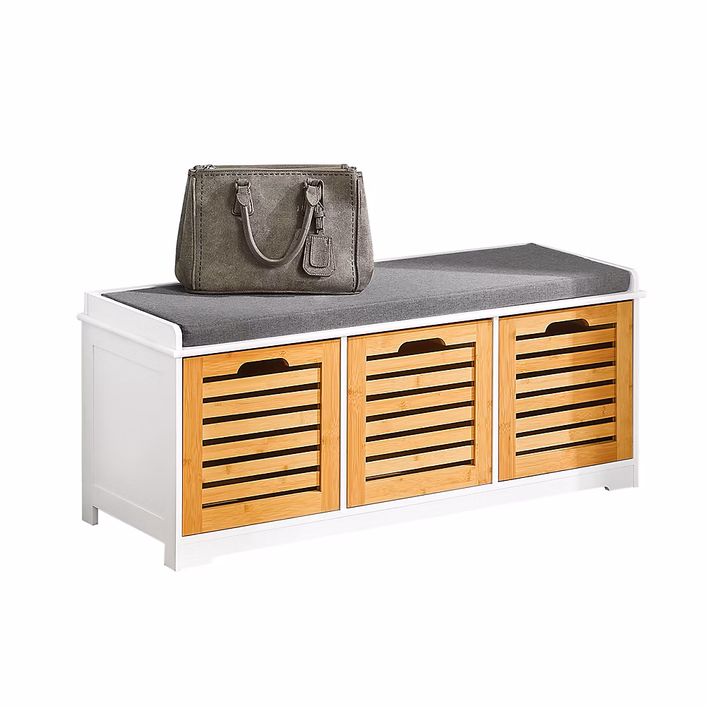 Banc de Rangement avec Coussin Rembourré et 3 Cubes – FSR23-WN, SoBuy