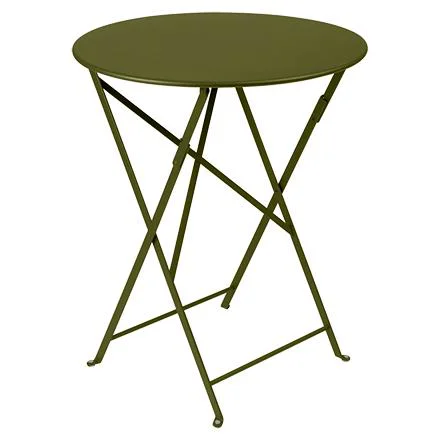 Pour donner du style à l’extérieur:Table pliante Bistro coloris vert en acier - Ø 60 x 74 cm