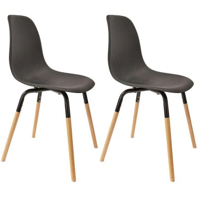 Chaise scandinave pieds métal et bois de hêtre Phenix (Lot de 2) (Noir)