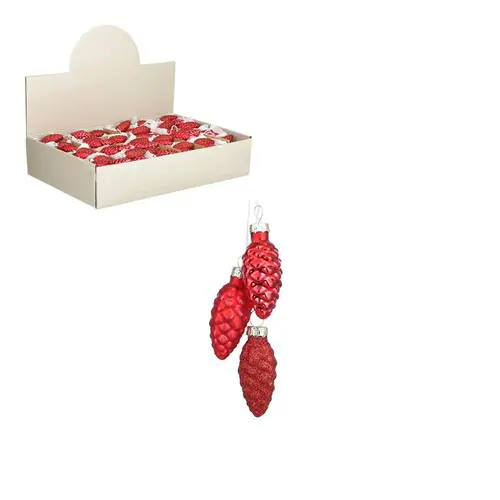 Loisirs extérieur：Décoration à suspendre 3 pommes de pin rouges - Ø 3 x H 6 cm
