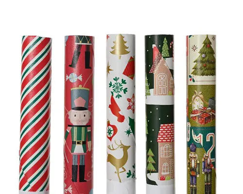 Espace vert sélection:Papier cadeau traditionnel motif Noël en rouleau - 200 x 70 cm