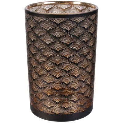 Vase en métal noir et cuivré Aster 20 cm
