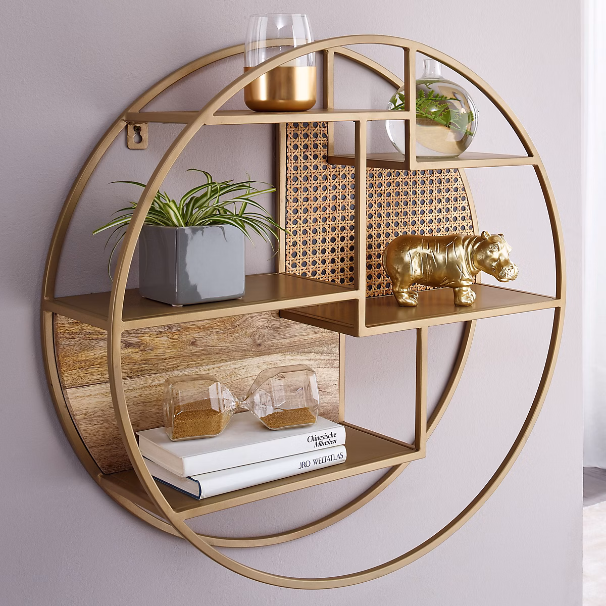Étagère Murale 62 cm Ronde Bois Massif et Metal Industrielle Pour le Mur FineBuy – Réf. RYWWRNRDL0304814951