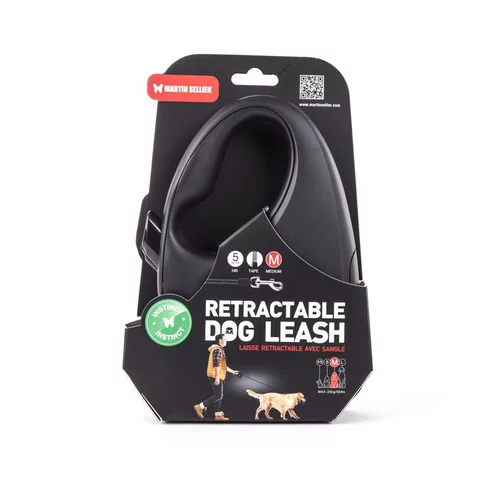 Nature pratique：Laisse rétractable noire Instinct Sangle - taille M