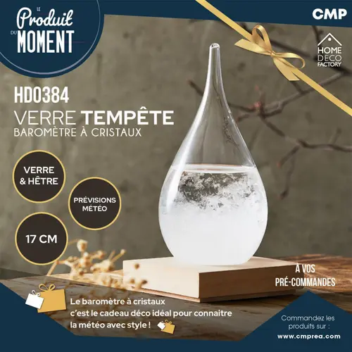 Sélection malin:Verre tempête baromètre à cristaux - H 17 cm