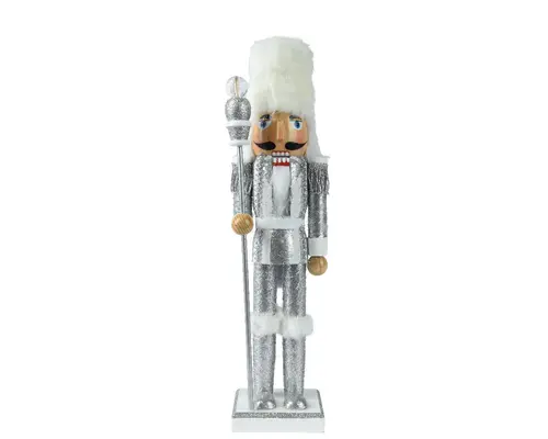 Bien au jardin：Casse-noisette en bois de pin blanc avec bonnet flocon - 10 x 8 x 38 cm