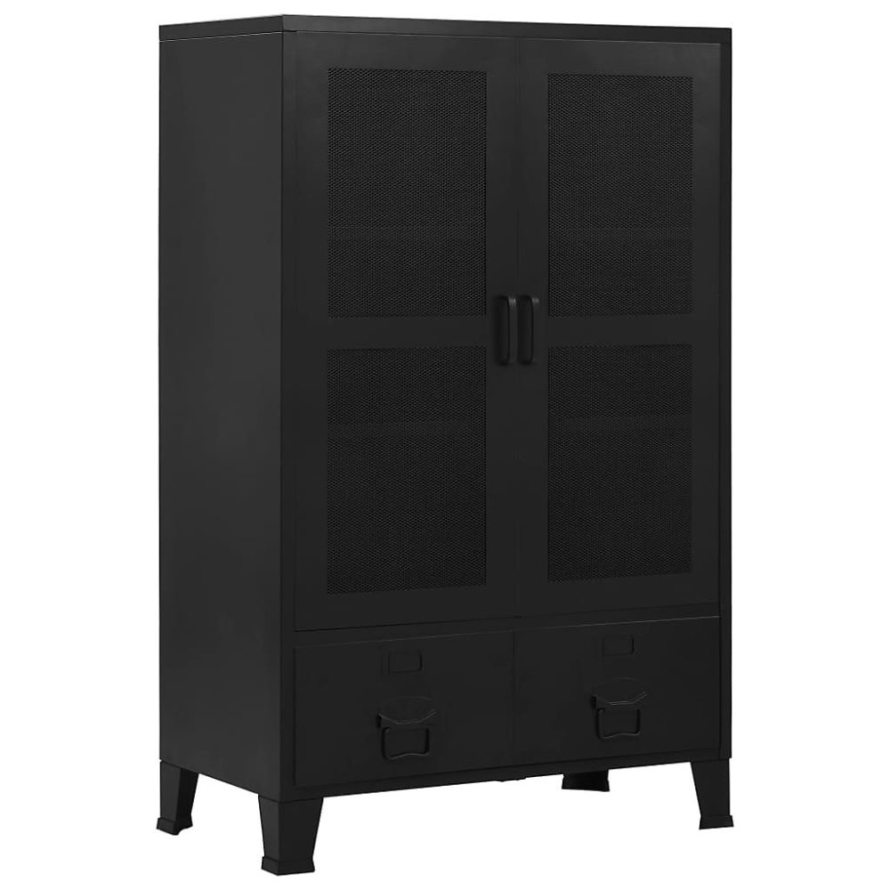 Armoire de bureau avec portes en maille Acier 75 × 40 × 120 cm Noir vidaXL