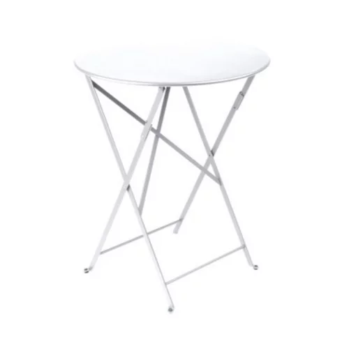 Jardin et loisirs:Table ronde pliante Bistro Fermob en acier coloris blanc coton Ø 60 cm