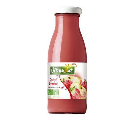 Jardin à embellir:Mini cocktail fraise Bio en bouteille de verre Vitamont - 25 cl