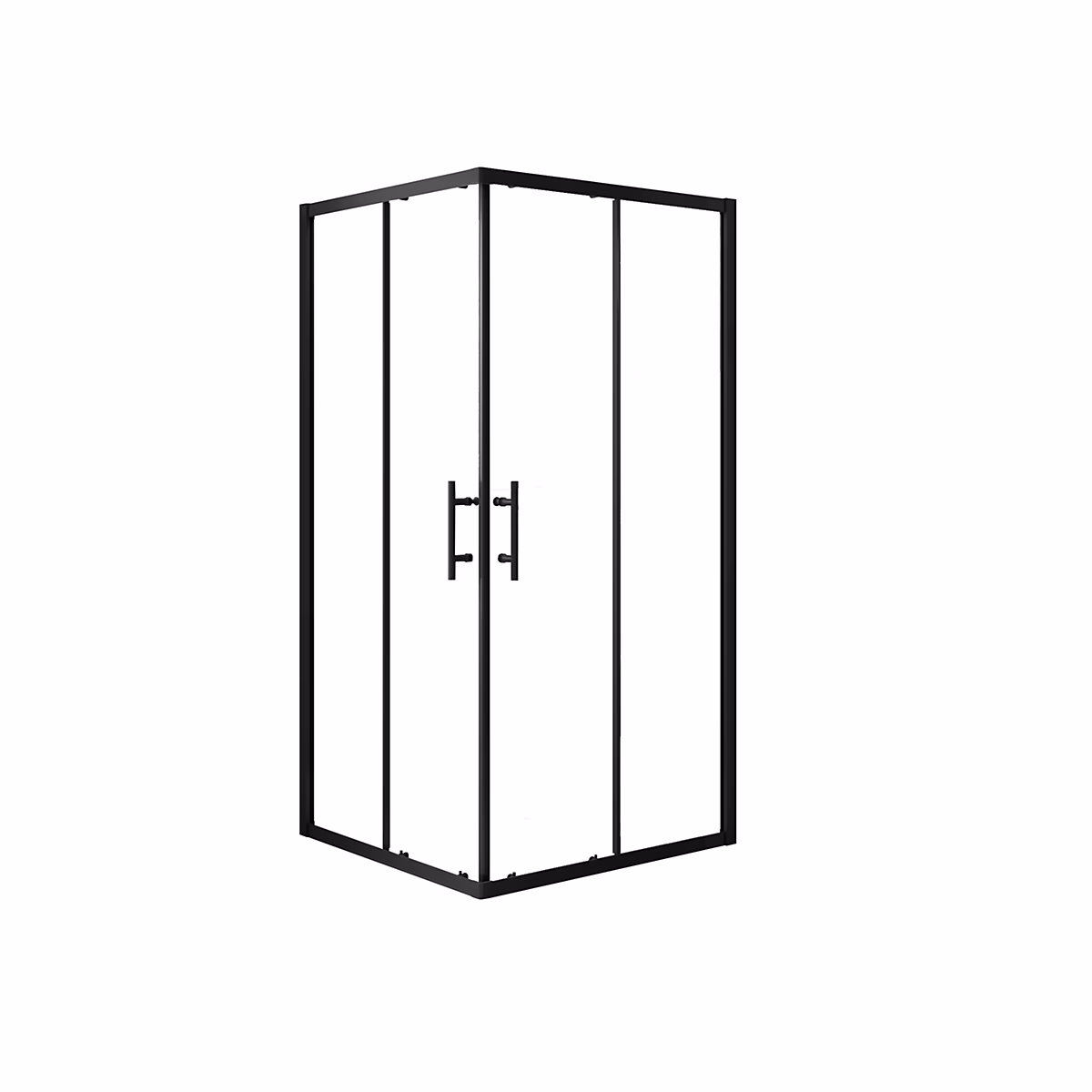 Cabine De Douche 80 × 80 × 200cm Profilé Noir Mat En Verre Anticalcaire