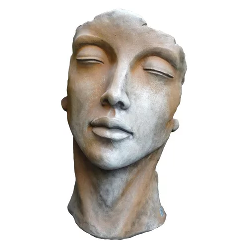 Plaisir au jardin：Statue de visage de femme effet demi-rouille coloris gris 115 cm