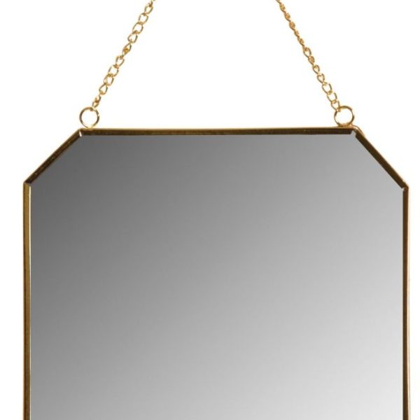 Miroir carré en métal laqué doré (Carré)