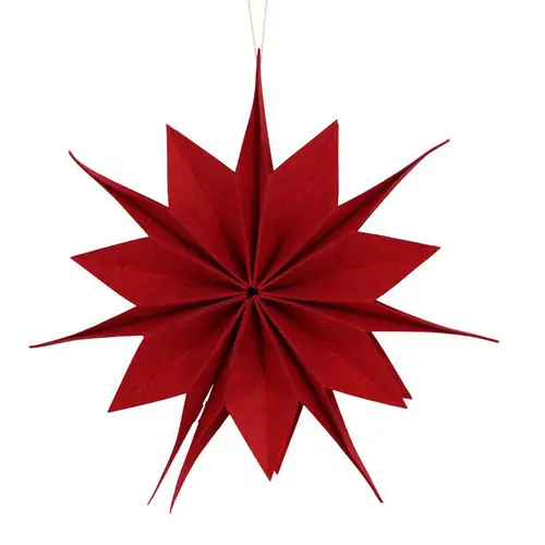 Vie extérieure：Décoration à suspendre forme étoile en feutrine rouge - Ø 40 cm
